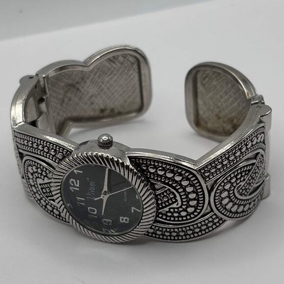 Silver & Black Vivani Cuff Watch - Picture 4 of 5